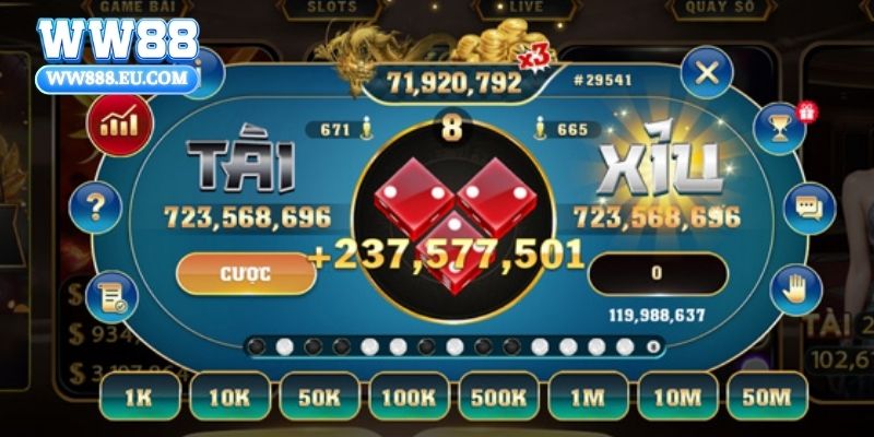 Các loại game tài xỉu phổ biến tại sòng bạc WW88